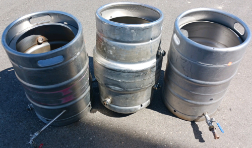 (3) Metal Kegs With Down Spouts