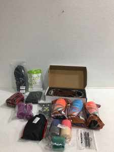 Weights, Ice Cleats,(3) Knee Pads, Rope, Fishing Lures, Back Brace And More