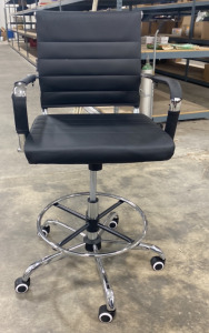 42”x21” Black Chair On Wheels