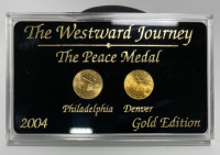 (1) Set Of 2 2004 The Westward Journey Commemoratives The Peace Journey Gold Edition Five Cent Pieces Minted In Philadelphia And Denver