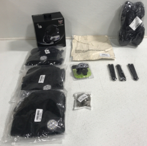 (3) Light Up Beanies, Mens Shirt, Mens Shoes, Head Set, (3) Switch Blades And More