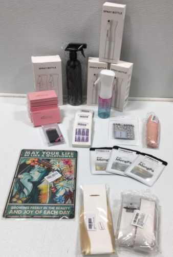 (8) Eyelash Extensions, (3) Sets of Nails, (7) Spray bottles, Hair Extensions