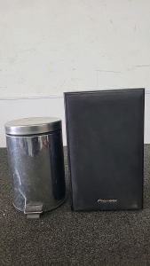 Pioneer Speaker with Silver Fliptop Trashcan