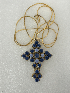 Vintage Necklace with Blue Rhinestones