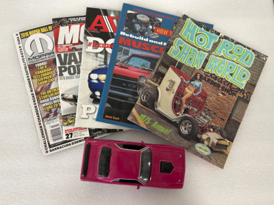 Car Magazines and 1970 Plymouth Die Cast Car