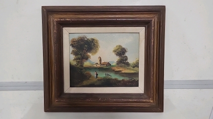 Small Wood Framed Acrillic Painting on Canvas