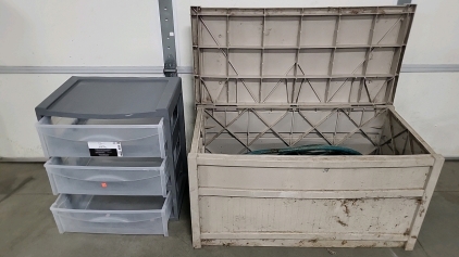 Suncoast Plastic Outdoor Storage Bin, Hoses and Main Stays 3 Drawer Storage