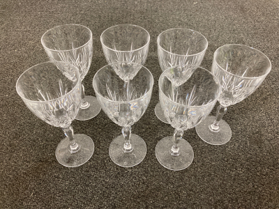 Set Of 7 Vintage Crystal Wine Boblets