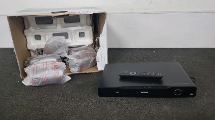Appears New Philips BLU-ray Player with Surround Sound Speakers