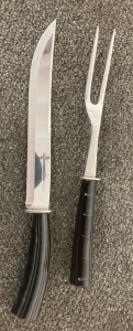 Vintage Stanless Steel & Back Elite Carving Set