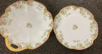 2 Havilland China Dessert Plates Gold Trim