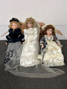 Box of Collectible Porcelain Dolls