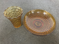 Fancy Glass Serving Bowl With Matching Vase