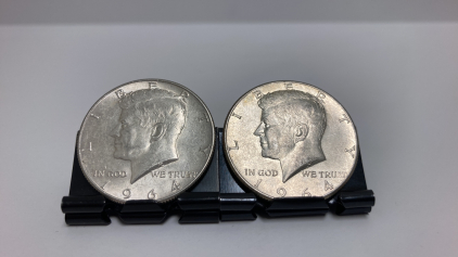 (2) 1964 90% Silver Kennedy Half Dollars