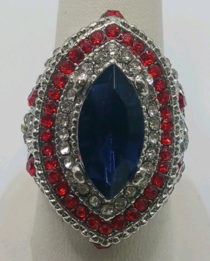 Red, White And Blue Stoned Ring