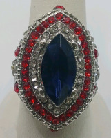 Red, White And Blue Stoned Ring