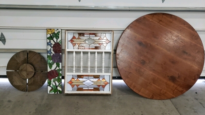 Wall art, painted glass and round table top