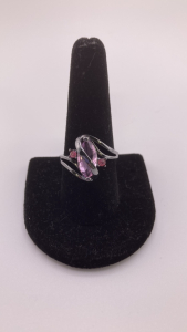 Crossover Ring w/ Pink Stones Size 10