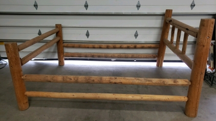 Queen sized log bed frame