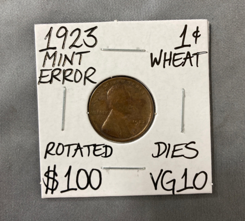 1923 VG10 Mint Error Wheat Copper Penny