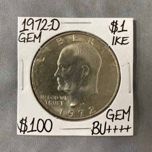 1972-D Gem BU++++ Vintage Ike Dollar