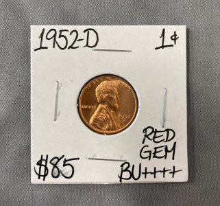 1952-D Red Gem BU++++ Wheat Copper Penny