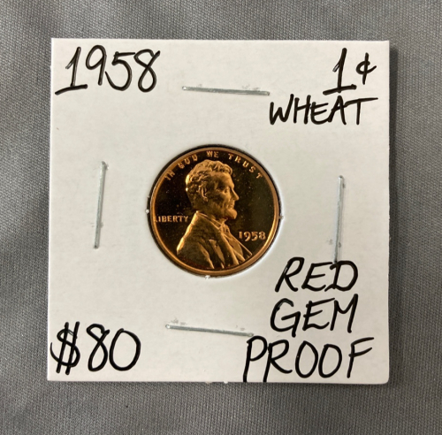 1958 Red Gem Proof Wheat Copper Penny