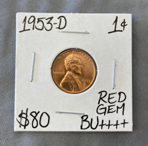 1953-D Red Gem BU++++ Wheat Copper Penny