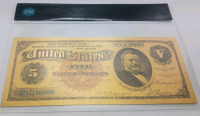 Gold 5 Dollar Banknote