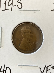 1919-S VF30 Antique Wheat Copper Penny