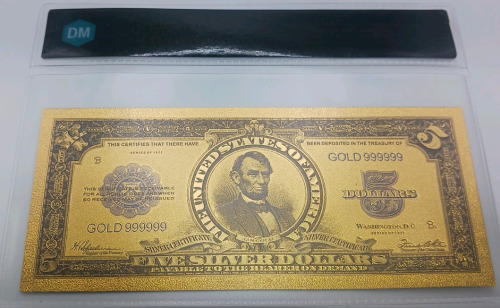 Gold 5 Dollar Banknote