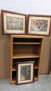 Framed African Wildlife Prints, Bookcase