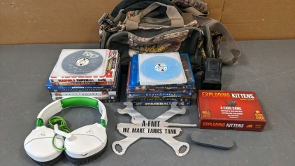 DVDs/Blu-rays, Cabela's Tote Bag, Headset, More