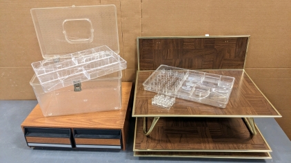 Clear Sewing Box, (4) Lap Trays, VHS Drawers