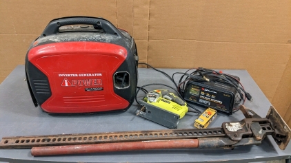 Inverter Generator, Ryobi Jigsaw, Battery Charger, High Lift Jack, DeWalt 18ga Brad Nails