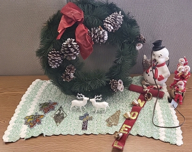 Christmas Wreath, Working Snowman Light, Ornaments and More
