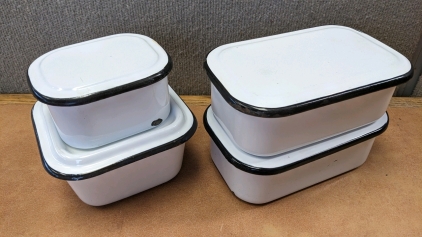 Enameled Metal Dishes w/Lids