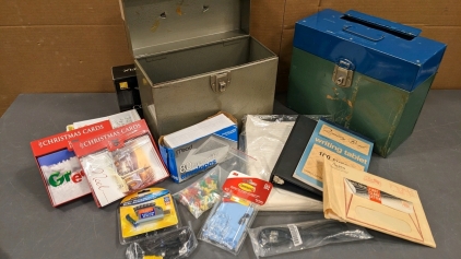 File Boxes, SD Card Reader, Paper, Pins,