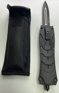 (1) Black Spartan Auto Knife W/ Emergency Window Breaker And Sheath