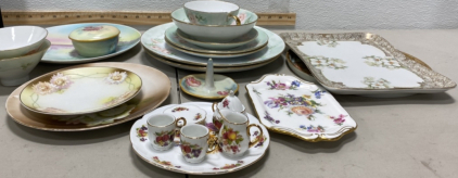 Set of Vintage Colorful Pretty Glass Ware ( Mini area Set, Plates, Bowl,Cups, And More!)