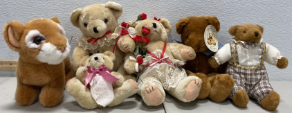 (3) Matching Bear Family, (1) Stuffed Lion Cub, (1) Chartee Club Teddy Bear