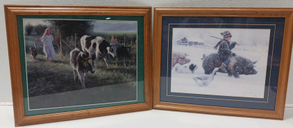 (2) Framed Farm Life Prints