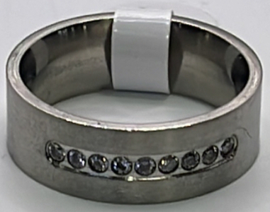 (1) Silver Toned W/ Clear Gemstones Men&rsquo;s Ring Setting Size 11