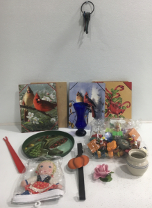 Bag Of Toys, Vintage Doll, Bird Pictures, Tray, Decorative Keys And More