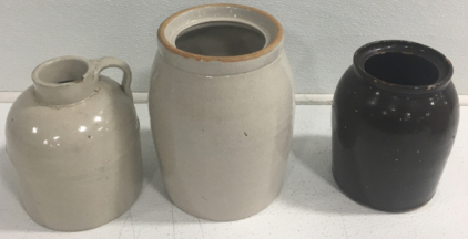 (3) Crock Stoneware Vases