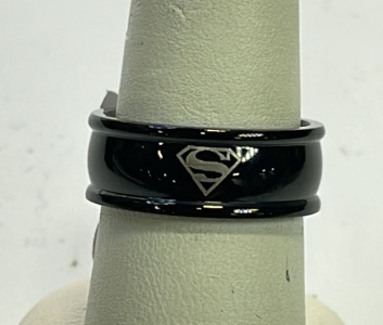 (1) Black Titanium Superman Ring Size 8