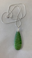 Green Dragon Veins Agate Teardrop Necklace