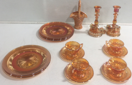 Orange Dish And Candle Set