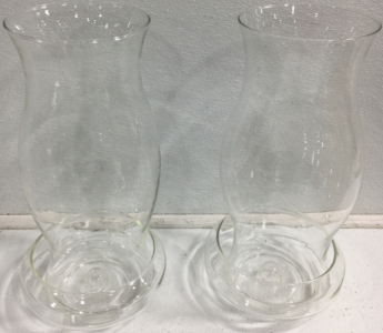 (2) Glass Hurricane Lamps