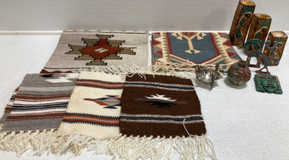 (6) Aztec Tribal Table Pads, Small Tribal Decor